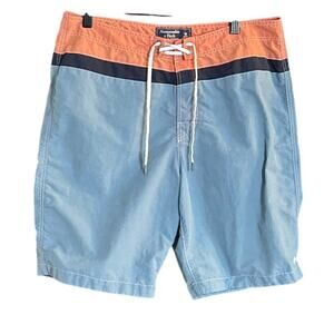 Abercrombie & Fitch Blue and Orange Color Block Swim Trunks Size 31